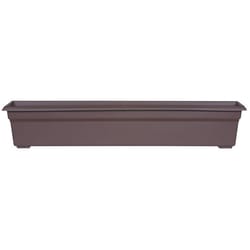 Novelty 6.4 in. H X 35.8 in. W X 8 in. D Plastic Countryside Flowerbox Flower Box Brown