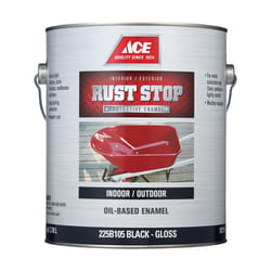 Ace Rust Stop Indoor and Outdoor Gloss Black Oil-Based Enamel Rust Prevention Paint 1 gal