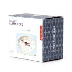 Kikkerland Design 3 in. Mint/White Alarm Clock Analog Battery Operated