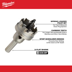 Milwaukee 1/4 in. Carbide Grit Brad/Pilot Point Hole Cutter 1 pk