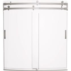 Delta Classic 500 Curve 61.5 in. H X 32 in. W Brushed Stainless Steel Clear Frameless Tub Door