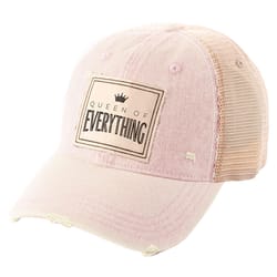 Karma Gifts Queen Of Everything Trucker Hat Beige/Light Pink One Size Fits Most