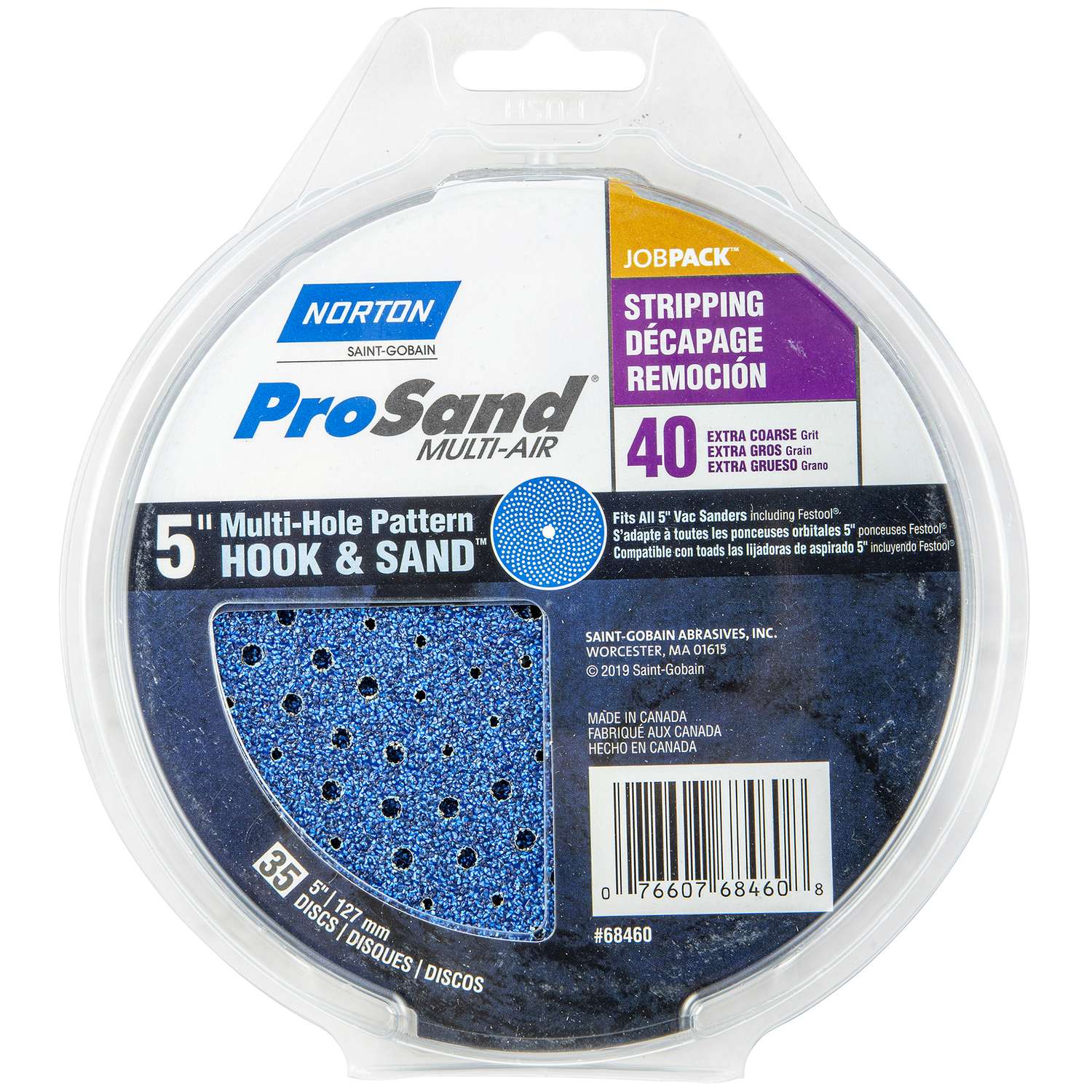 Norton ProSand 5 in. Zirconia Alumina Hook and Loop H831 Sanding Disc