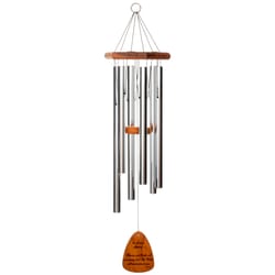 Wind River In Loving Memory Silver Aluminum/Wood 35 in. Wind Chime