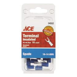 Ace Insulated Wire Spade Terminal Blue 10 pk
