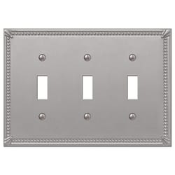 Amerelle Imperial Bead Brushed Nickel 3 gang Metal Toggle Wall Plate 1 pk