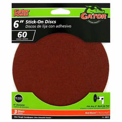 Gator 6 in. Aluminum Oxide Adhesive Sanding Disc 60 Grit Coarse 3 pk