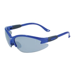 Global Vision Cougar Motorcycle Safety Glasses Flash Mirror Lens Blue Frame 1 pk