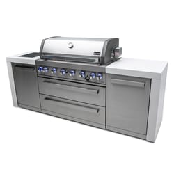 Mont Alpi Deluxe Island 6 Burner Natural Gas/Propane Grill Silver