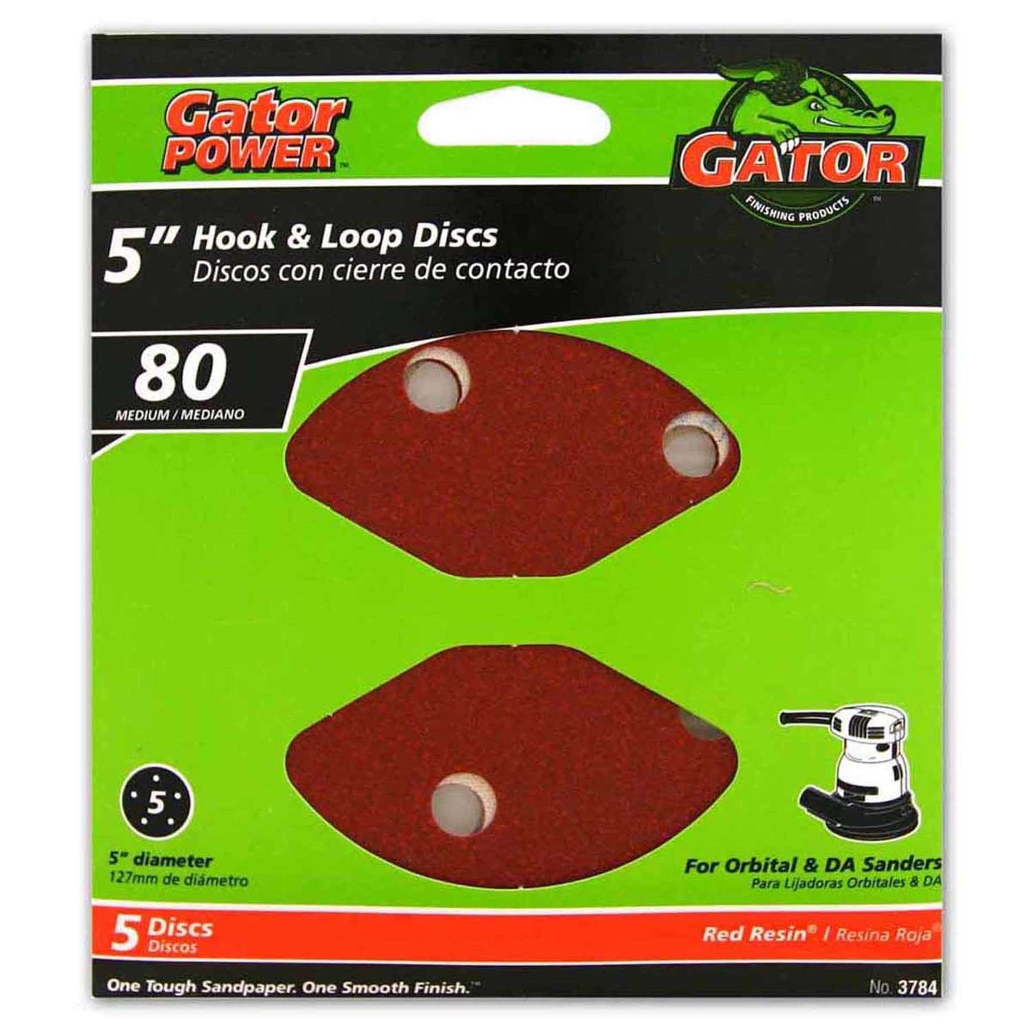 Gator 5 in. Aluminum Oxide Hook and Loop Sanding Disc 80 Grit Medium 5