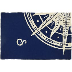 Homefires 22 in. W X 34 in. L Cream/Navy Sailor's Compass Polypropylene Accent Rug