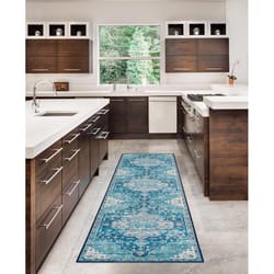 Linon Home Decor Jewett 2 ft. W X 8 ft. L Teal Traditional Polyester Runner Rug