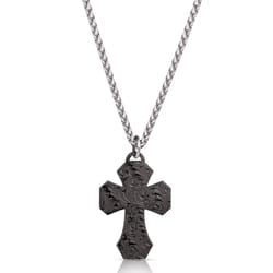 Montana Silversmiths Men's American Made Patriotic Cross Black/Silver Necklace One Size Fits Most