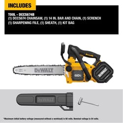 DeWalt DCCS674B 14 in. 40.9 cc 60 V Battery Chainsaw Tool Only