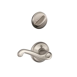 Schlage F Series Flair Satin Nickel Handleset 1-3/4 in.