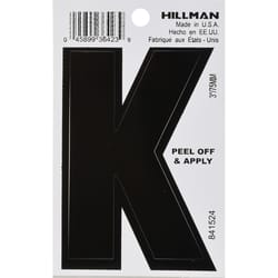Hillman 3 in. Black Vinyl Self-Adhesive Letter K 1 pc