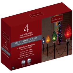 Celebrations Red Incandescent Multi Faceted C9 Bulb Lights 13 in. Pathway Decor