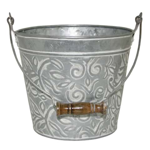 Robert Allen 7 in. H X 8 in. W Metal Planter Whitewash