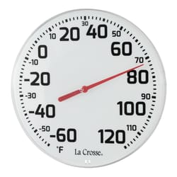 La Crosse Technology Dial Thermometer Plastic White 7.5 in.