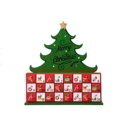 Glitzhome LED Multicolored Lighted Xmas Tree Advent Calendar Table Decor 15 in.