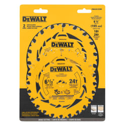 DeWalt 6-1/2 in. D X 5/8 in. Tungsten Carbide Tipped Circular Saw Blade Set 18 & 24 teeth 2 pc