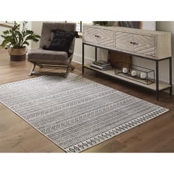 Signature Design by Ashley 94 in. W X 122 in. L Black/White Geometric Polypropylene Area Rug