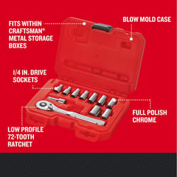 Craftsman 1/4 in. drive SAE 6 Point Socket and Ratchet Set 11 pc