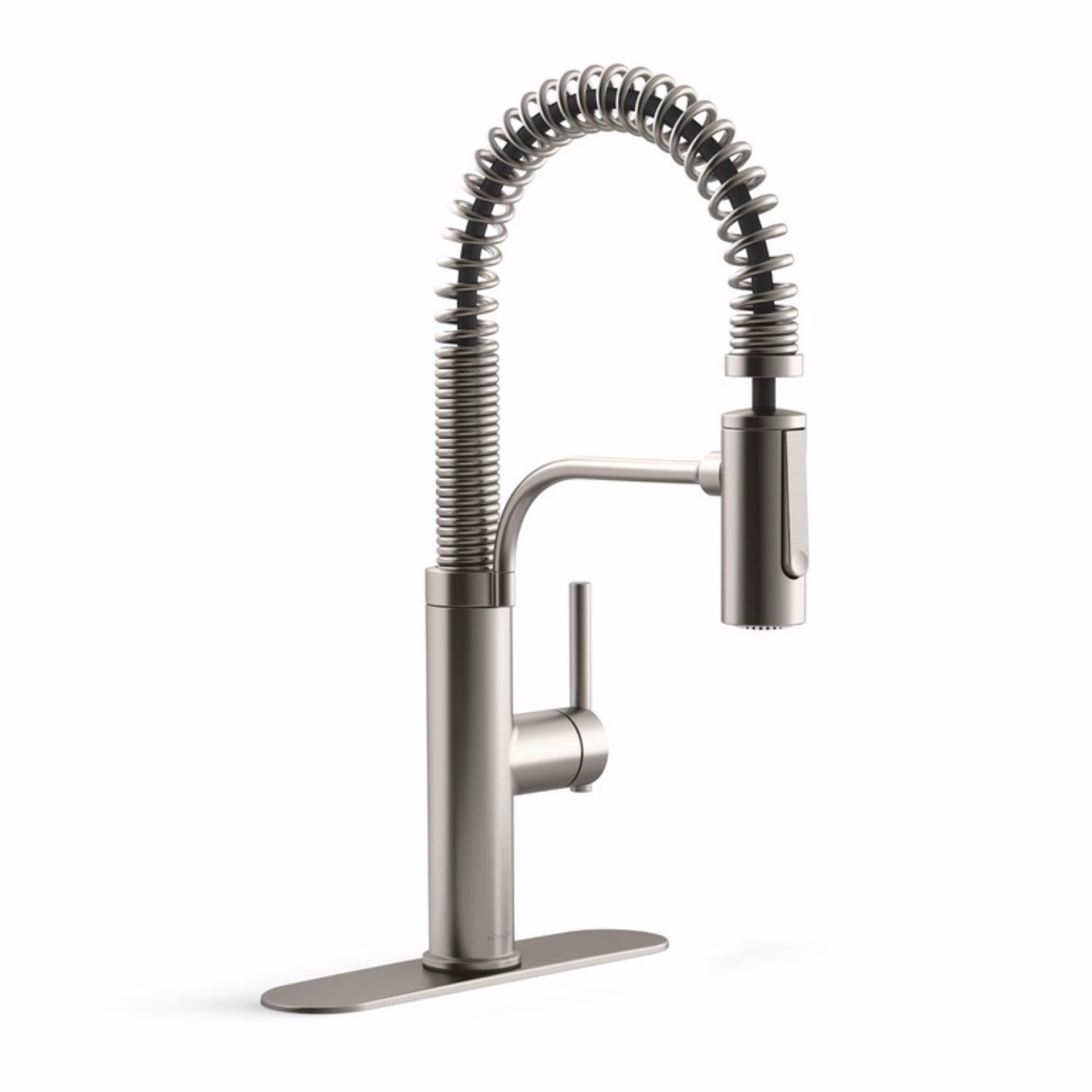 Kohler Kankone One Handle Lacquer Vibrant Stainless Pull-Down Kitchen Faucet