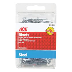 Ace 1/8 in. D X 1/2 in. Steel Rivets Silver 100 pk