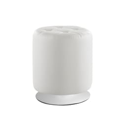 Linon Home Decor Thaxon White Faux Leather Contemporary Ottoman 1 each