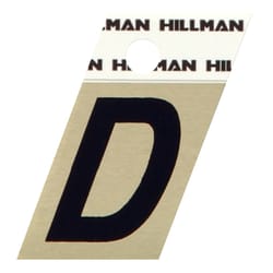 HILLMAN 1.5 in. Black Aluminum Self-Adhesive Letter D 1 pc