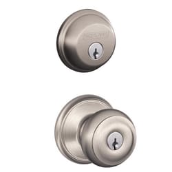 Schlage Georgian Satin Nickel Deadbolt and Entry Door Knob 1-3/4 in.