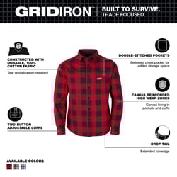 Milwaukee Gridiron M Long Sleeve Men's Collared Red Flannel Shirt