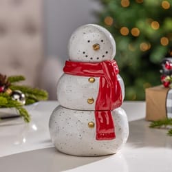 Gerson White/Red Snowman Christmas Scented Wax Candle 8 in.