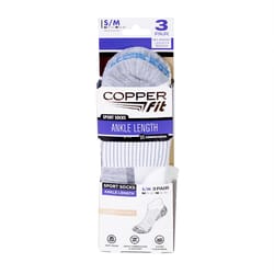 Copper Fit Unisex Sport S/M Ankle Socks White