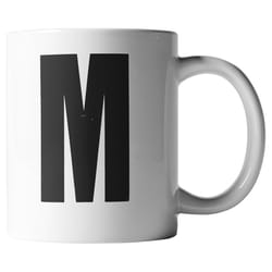 El Arroyo 12 oz Black/White BPA Free Marquee Letter M Mug