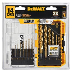 DeWalt Pilot Point Titanium Drill Bit Set Straight Shank 14 pc