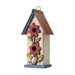 Glitzhome 13.75 in. H X 4.75 in. W X 6.5 in. L Metal and Wood Bird House