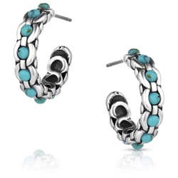 Montana Silversmiths Women's Beaded Hoop Silver/Turquoise Earrings Water Resistant