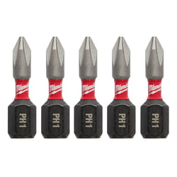 Milwaukee Shockwave Phillips #1 X 1 in. L Screwdriver Bit Steel 5 pc