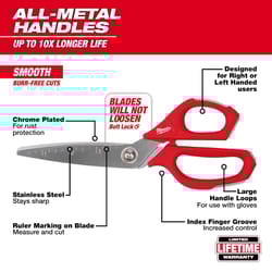 Milwaukee 9 in. Iron Carbide Smooth Straight Jobsite Scissors 1 pc