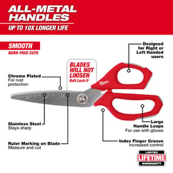 Milwaukee 9 in. Iron Carbide Smooth Straight Jobsite Scissors 1 pc