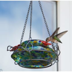 Nature's Way Hummingbird 16 oz Glass/Metal Illuminated Nectar Feeder 3 ports