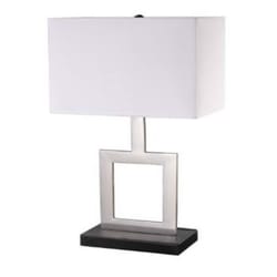 Globe Electric 21 in. Brushed Nickel White Table Lamp