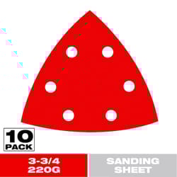 Diablo 3-3/4 in. Ceramic Blend Hook and Lock Triangle Sanding Sheets 220 Grit Ultra Fine 10 pk