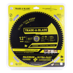 Trade A Blade 12 in. D X 1 in. Ultra Thin Kerf Carbide Saw Blade 80 teeth 1 pk