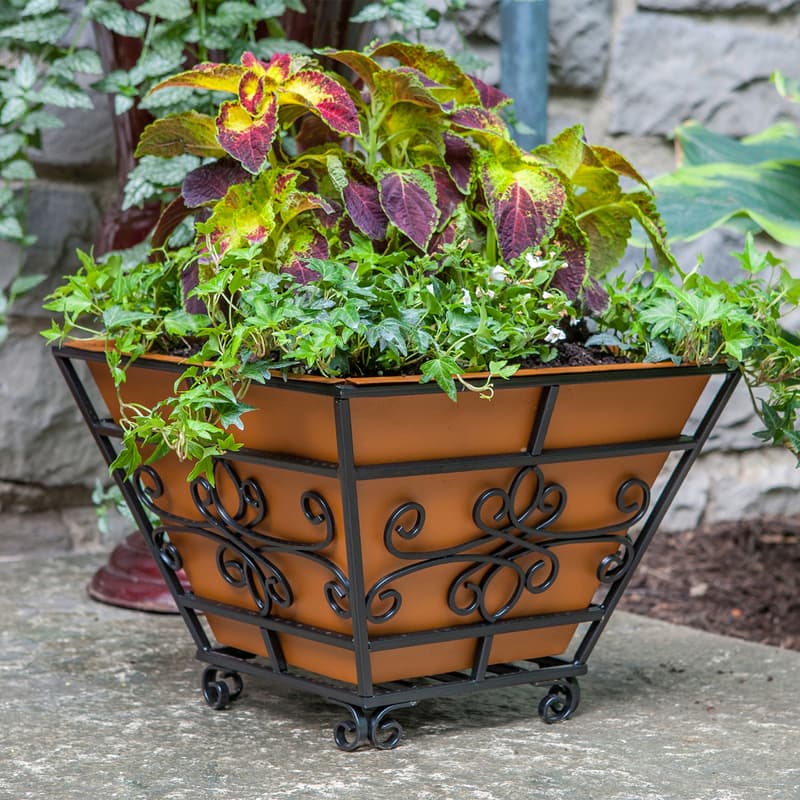 UPC 093432835418 product image for Panacea 14 in. W Black Steel Traditional Planter | upcitemdb.com