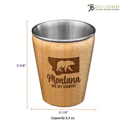 Totally Bamboo 2 oz Brown/Silver Stainless Steel/Wood Montana Shot Glass