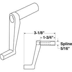 Prime-Line Plated Silver Cast Metal Single-Arm Casement Crank Handle For RV Windows