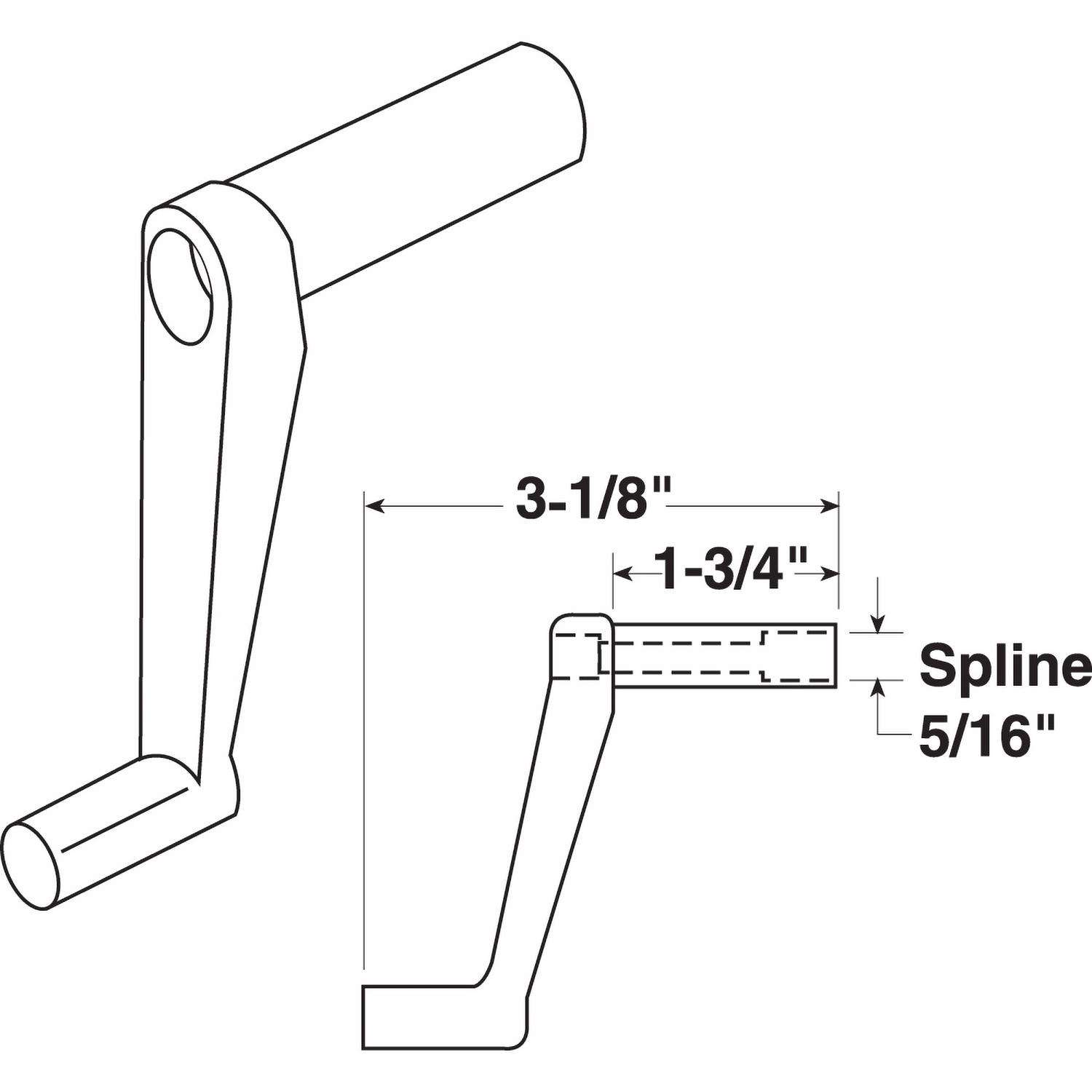 Prime-Line Plated Silver Cast Metal Single-Arm Casement Crank Handle For RV Windows Prime-Line Plated Silver Cast Metal Single-Arm Casement Crank Handle For RV Windows